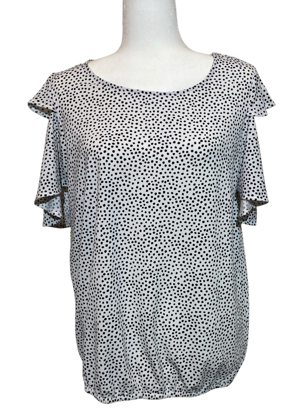 Avon Polka Dot Ruffle Sleeve Top